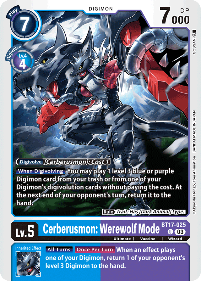 Cerberusmon: Werewolf Mode - Secret Crisis - Uncommon - BT17-025 U