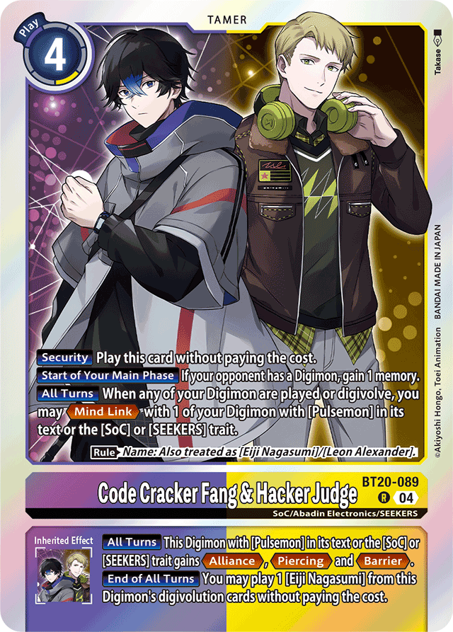 Code Cracker Fang & Hacker Judge - Release Special Booster 2.5 - Rare - BT20-089 R