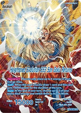 Son Goku // Heightened Evolution SS3 Son Goku Returns - Universal Onslaught - Reboot Leader Rare - BT9-127