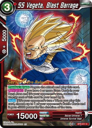 SS Vegeta, Blast Barrage - Universal Onslaught Pre-Release Cards - Common - BT9-011
