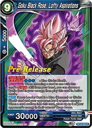Goku Black Rose, Lofty Aspirations - Rise of the Unison Warrior Pre-Release Cards - Rare - BT10-050