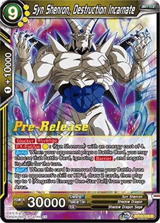 Syn Shenron, Destruction Incarnate - Rise of the Unison Warrior Pre-Release Cards - Rare - BT10-115