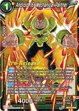 Android 16, Mechanical Partner - Supreme Rivalry Pre-Release Cards - Rare - BT13-113