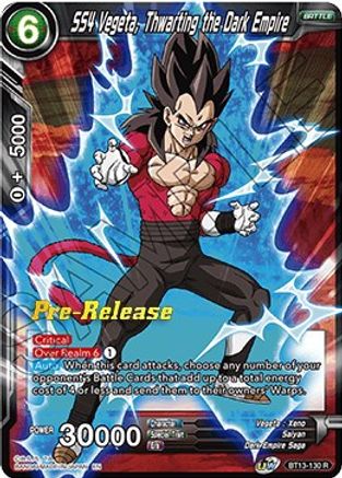 SS4 Vegeta, Thwarting the Dark Empire - Supreme Rivalry Pre-Release Cards - Rare - BT13-130