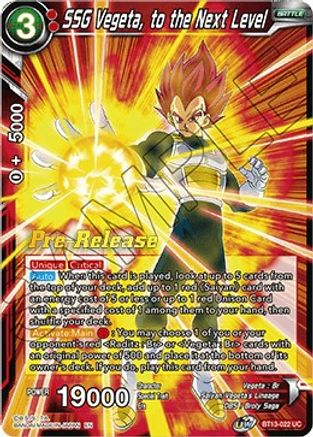 SSG Vegeta, to the Next Level - Supreme Rivalry Pre-Release Cards - Uncommon - BT13-022