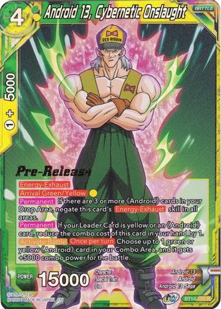 Android 13, Cybernetic Onslaught - Cross Spirits Pre-Release Cards - Rare - BT14-151