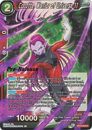 Cocotte, Warrior of Universe 11 - Cross Spirits Pre-Release Cards - Rare - BT14-024