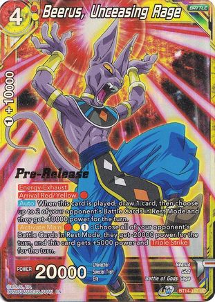 Beerus, Unceasing Rage - Cross Spirits Pre-Release Cards - Uncommon - BT14-147