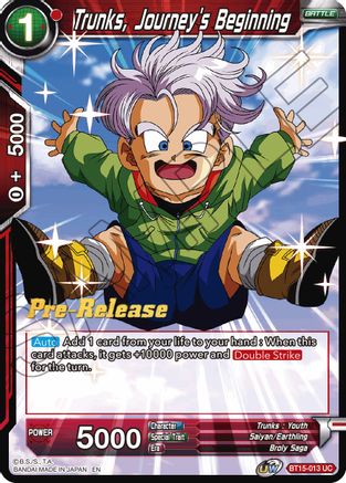 Trunks, Journey's Beginning - Saiyan Showdown Pre-Release Cards - Uncommon - BT15-013