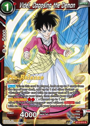 Videl, Opposing the Demon - Saiyan Showdown Pre-Release Cards - Rare - BT15-015