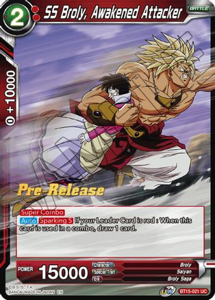 SS Broly, Awakened Attacker - Saiyan Showdown Pre-Release Cards - Uncommon - BT15-021