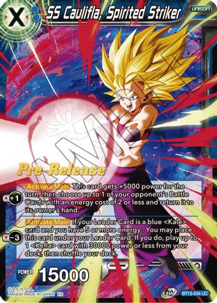 SS Caulifla, Spirited Striker - Saiyan Showdown Pre-Release Cards - Uncommon - BT15-034