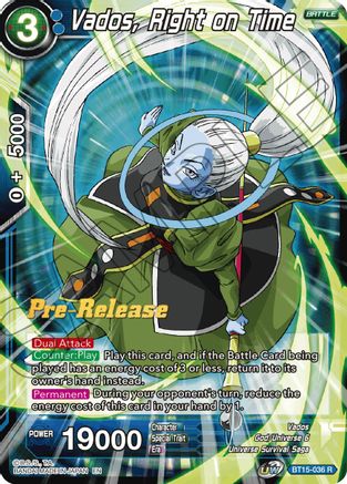 Vados, Right on Time - Saiyan Showdown Pre-Release Cards - Rare - BT15-036