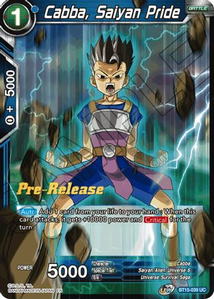 Cabba, Saiyan Pride - Saiyan Showdown Pre-Release Cards - Uncommon - BT15-039