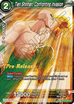 Tien Shinhan, Confronting Invasion - Saiyan Showdown Pre-Release Cards - Uncommon - BT15-078