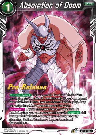 Absorption of Doom - Saiyan Showdown Pre-Release Cards - Rare - BT15-138