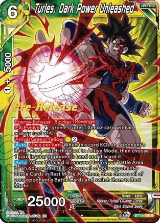 Turles, Dark Power Unleashed - Saiyan Showdown Pre-Release Cards - Rare - BT15-150