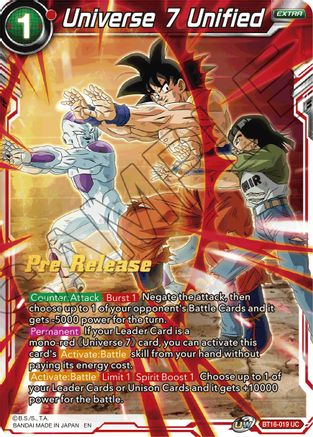 Universe 7 Unified - Realm of the Gods Pre-Release Cards - Uncommon - BT16-019
