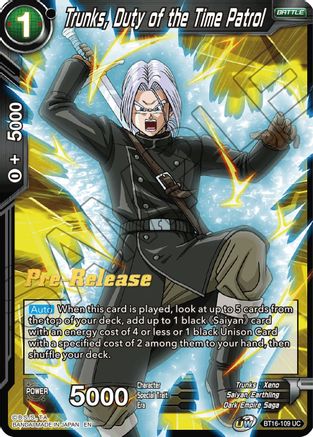 Trunks, Duty of the Time Patrol - Realm of the Gods Pre-Release Cards - Uncommon - BT16-109