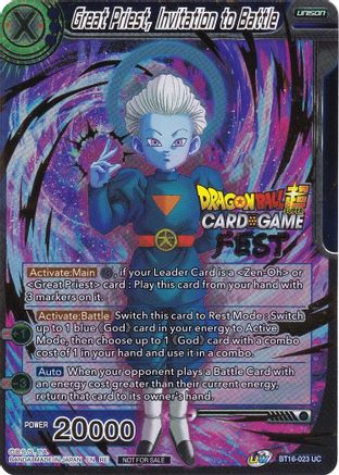 Great Priest, Invitation to Battle (Card Game Fest 2022) - Tournament Promotion Cards - Promo - BT16-023