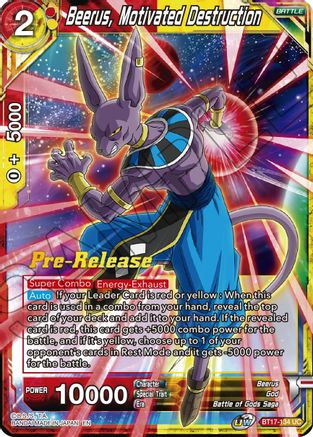 Beerus, Motivated Destruction - Ultimate Squad Pre-Release Cards - Uncommon - BT17-134