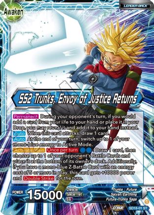Trunks // SS2 Trunks, Envoy of Justice Returns (Silver Foil) - Dawn of the Z-Legends - Starter Rare - SD18-01