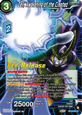 Cell, Awakening of the Created - Dawn of the Z-Legends Pre-Release Cards - Rare - BT18-034