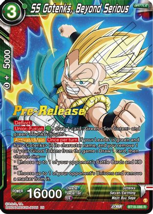 SS Gotenks, Beyond Serious - Dawn of the Z-Legends Pre-Release Cards - Rare - BT18-086