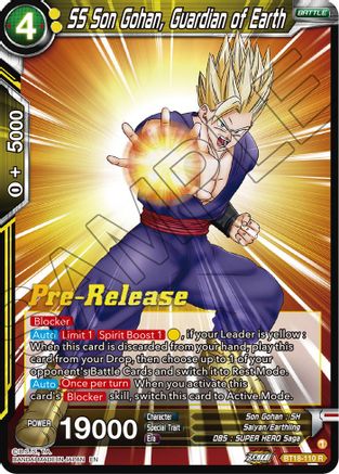 SS Son Gohan, Guardian of Earth - Dawn of the Z-Legends Pre-Release Cards - Rare - BT18-110