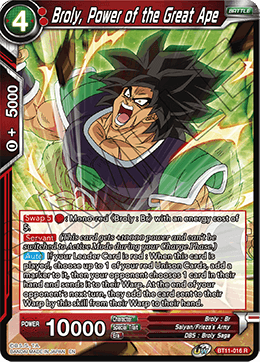 Broly, Power of the Great Ape - Vermilion Bloodline - Rare - BT11-016