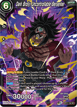 Dark Broly, Uncontrollable Berserker - Vermilion Bloodline (2nd Edition) - Super Rare - BT11-134