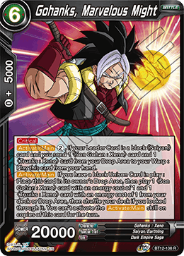 Gohanks, Marvelous Might - Vicious Rejuvenation Pre-Release Cards - Rare - BT12-138