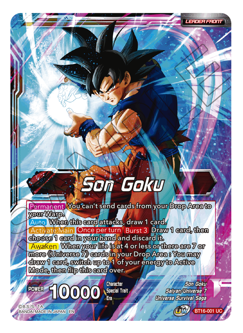 Son Goku // Son Goku, Supreme Warrior - Realm of the Gods Pre-Release Cards - Uncommon - BT16-001