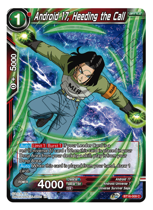 Android 17, Heeding the Call - Realm of the Gods - Common - BT16-009