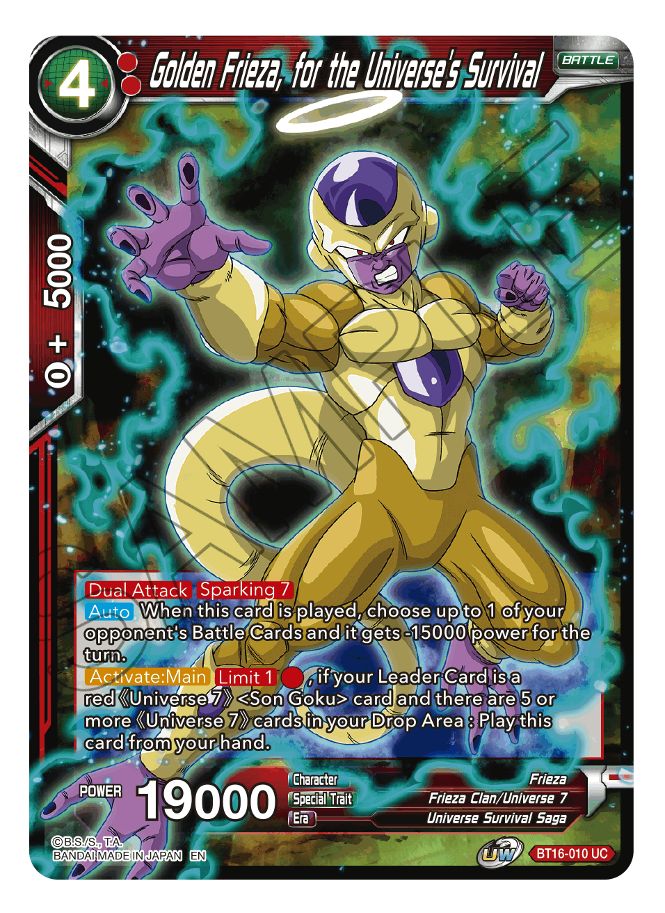 Golden Frieza, for the Universe's Survival - Realm of the Gods - Uncommon - BT16-010