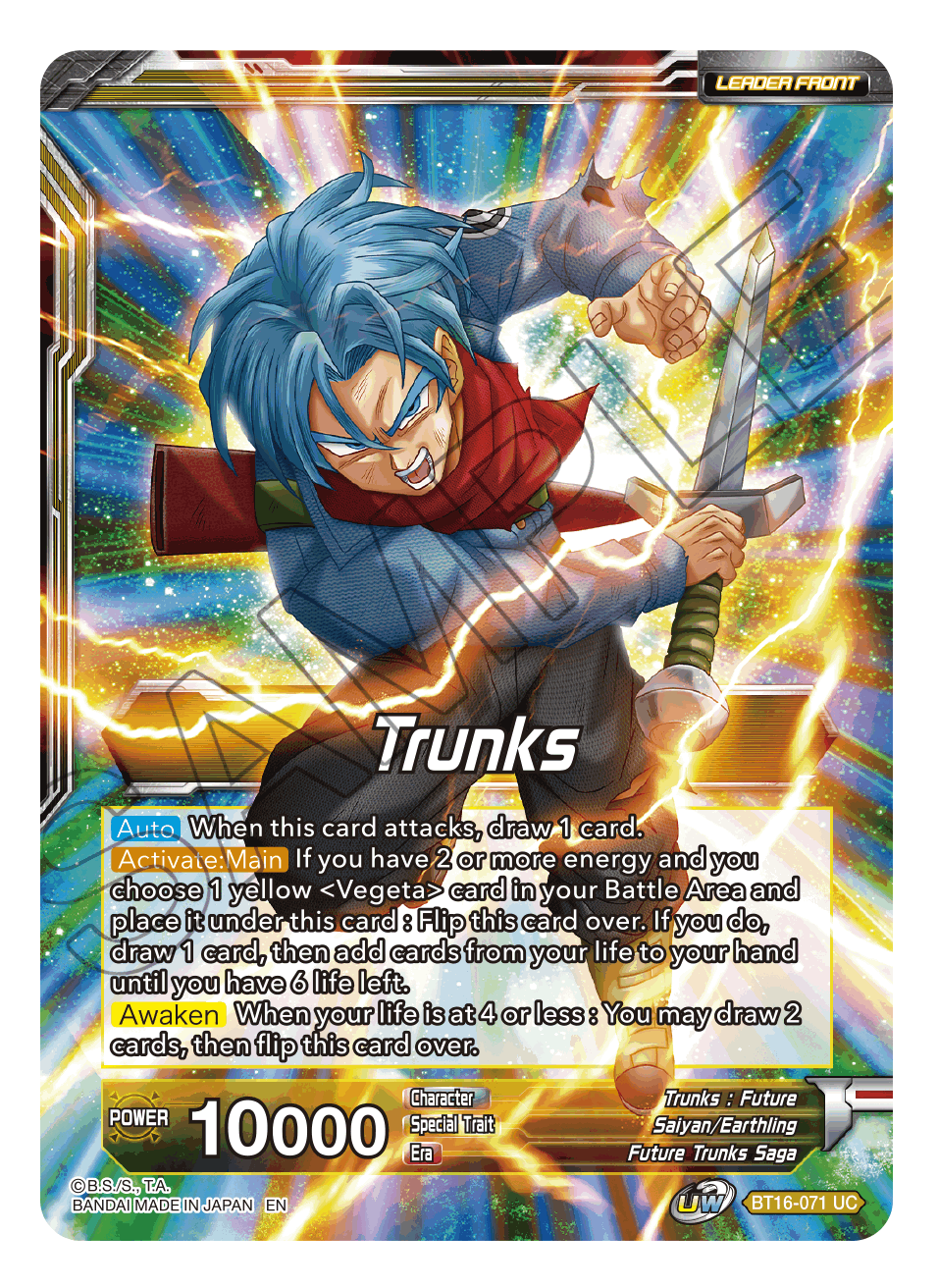 Trunks // SSB Vegeta & SS Trunks, Father-Son Onslaught - Realm of the Gods - Uncommon - BT16-071