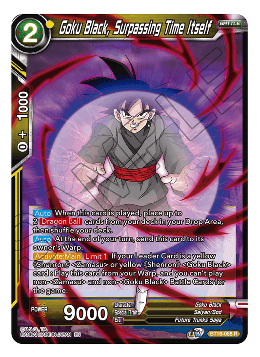 Goku Black, Surpassing Time itself - Realm of the Gods - Rare - BT16-088