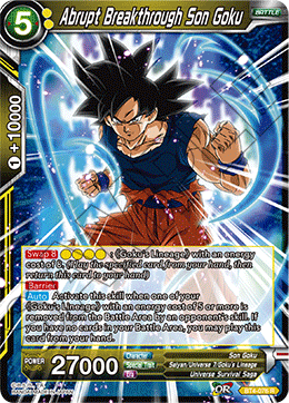 Abrupt Breakthrough Son Goku - Colossal Warfare - Rare - BT4-076
