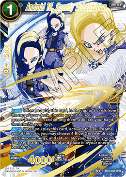 Android 18, Speedy Substitution (SPR) - Malicious Machinations - Special Rare - BT8-033