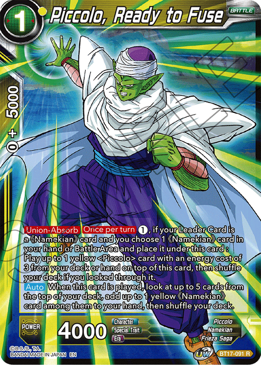 Piccolo, Ready to Fuse - Ultimate Squad - Rare - BT17-091