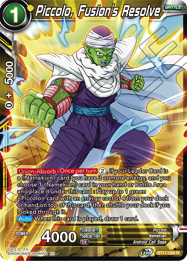 Piccolo, Fusion's Resolve - Ultimate Squad - Rare - BT17-099