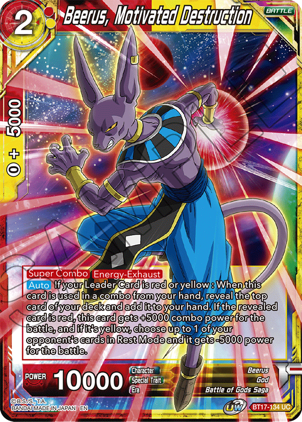 Beerus, Motivated Destruction - Ultimate Squad - Uncommon - BT17-134
