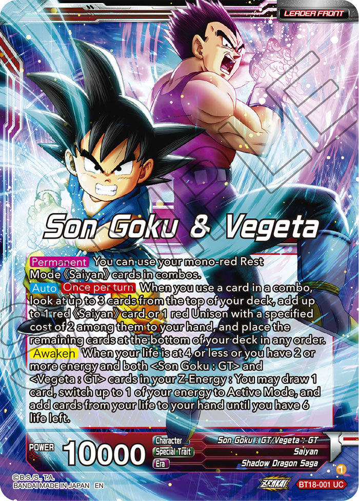 Son Goku & Vegeta // SS4 Son Goku & SS4 Vegeta, In It Together - Dawn of the Z-Legends Pre-Release Cards - Uncommon - BT18-001