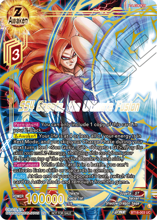 SS4 Gogeta, the Ultimate Fusion (Zenkai Cup 2022 Champion) - Tournament Promotion Cards - Promo - BT18-003