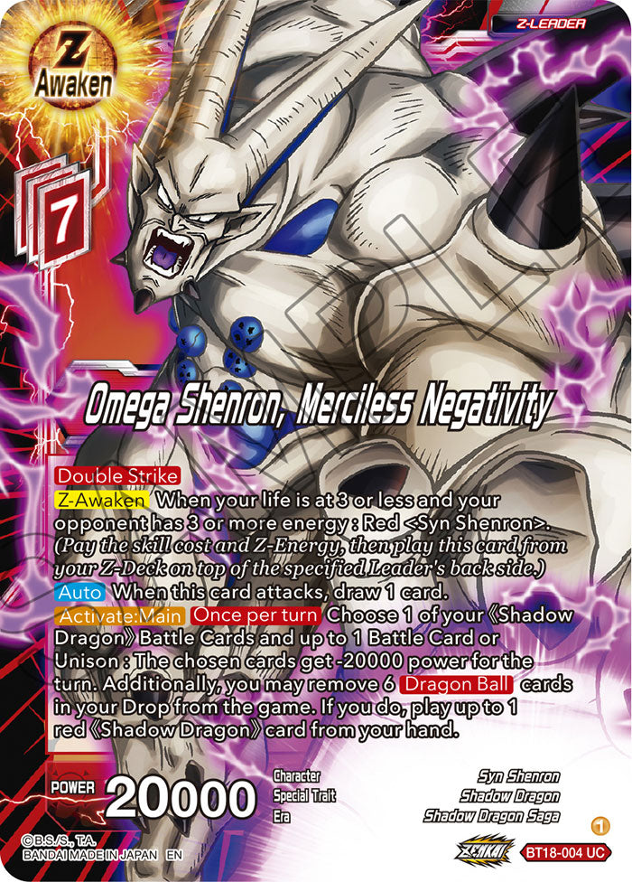 Omega Shenron, Merciless Negativity - Dawn of the Z-Legends - Uncommon - BT18-004