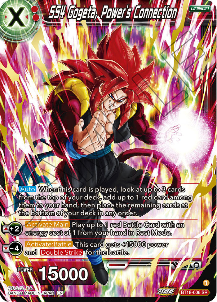 SS4 Gogeta, Power's Connection - Dawn of the Z-Legends - Super Rare - BT18-006