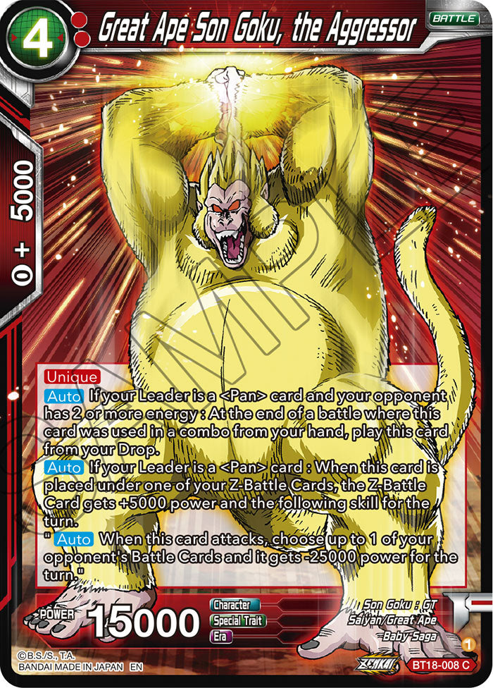 Great Ape Son Goku, the Aggressor - Dawn of the Z-Legends - Common - BT18-008