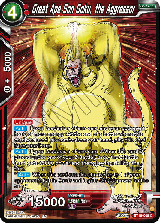 Great Ape Son Goku, the Aggressor - Dawn of the Z-Legends - Common - BT18-008