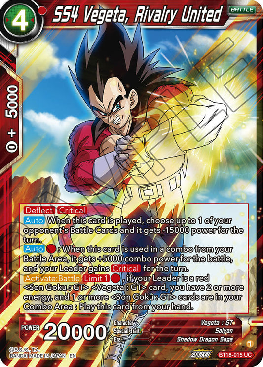 SS4 Vegeta, Rivalry United - Dawn of the Z-Legends - Uncommon - BT18-015