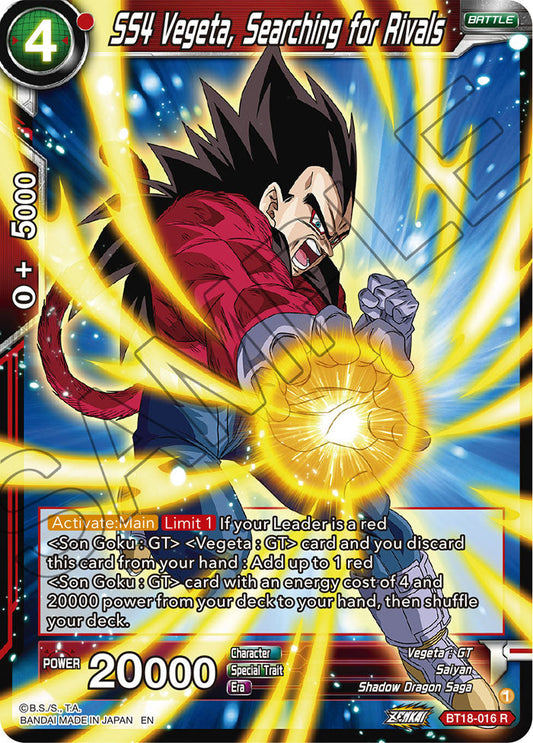 SS4 Vegeta, Searching for Rivals - Dawn of the Z-Legends - Rare - BT18-016